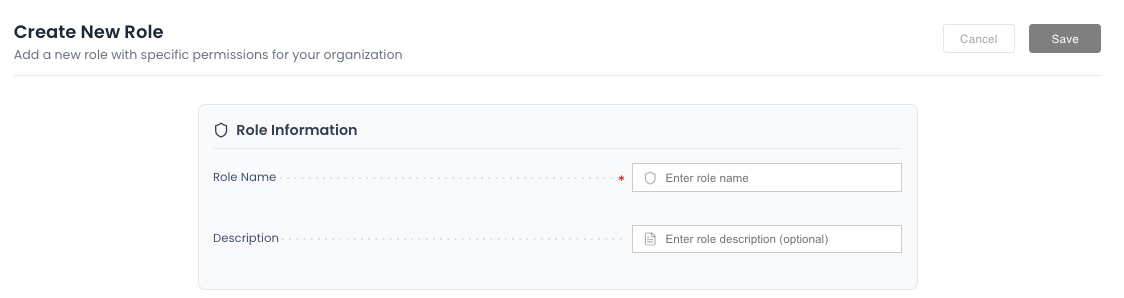 Create new role form
